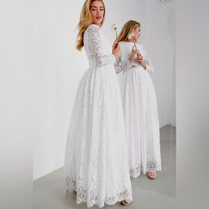 NWT ASOS White Lace Long Sleeve Wedding Dress - Size 6